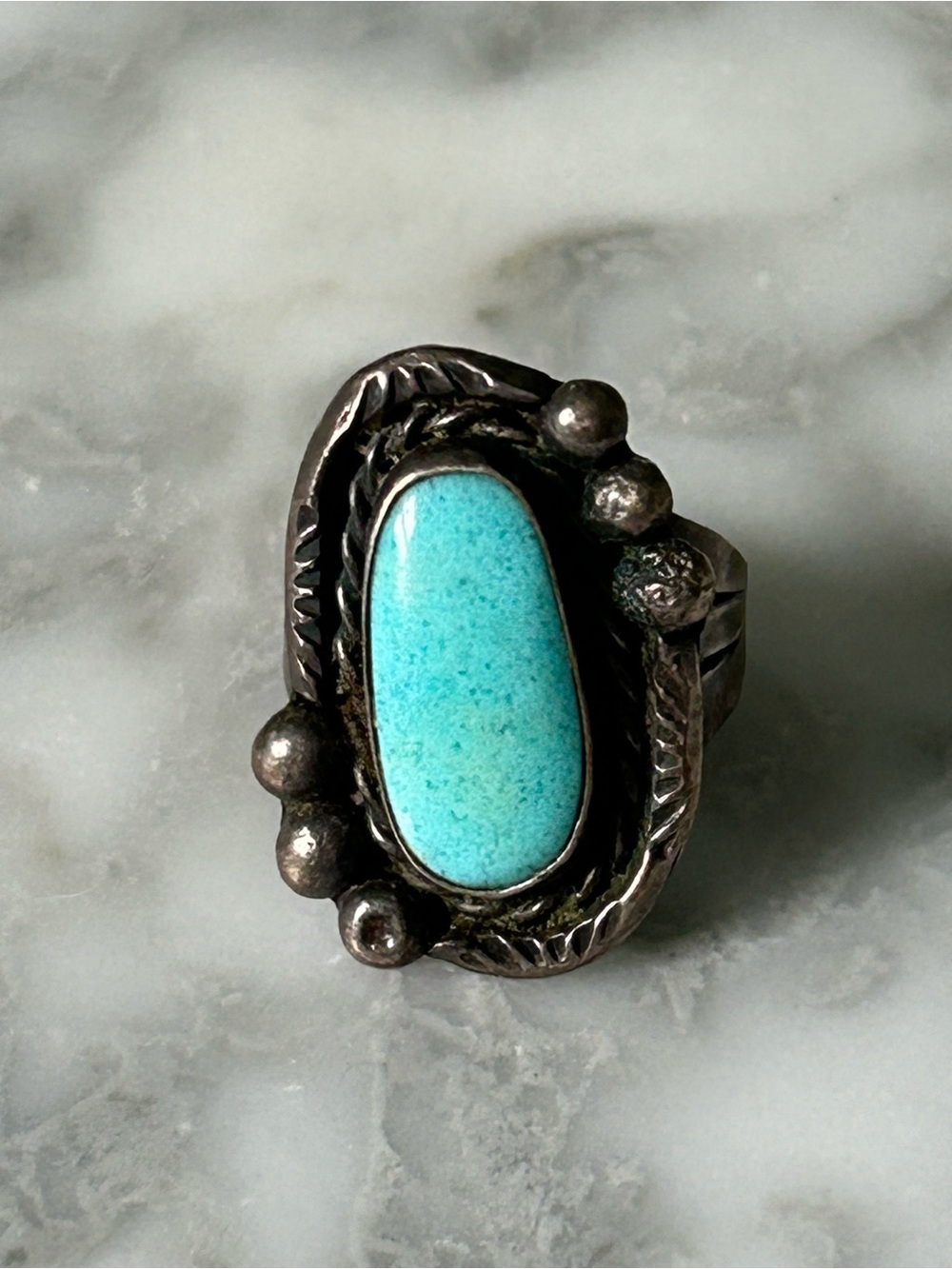 Sterling Silver Turquoise Statement Ring - Blue - Picture 2 of 5